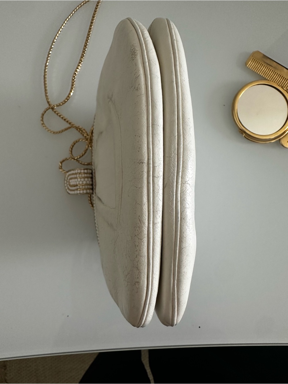 VINTAGE JUDITH LEIBER CLUTCH EVENING SHOULDER BAG with GOLD CHAIN & FRAME - Picture 5 of 5
